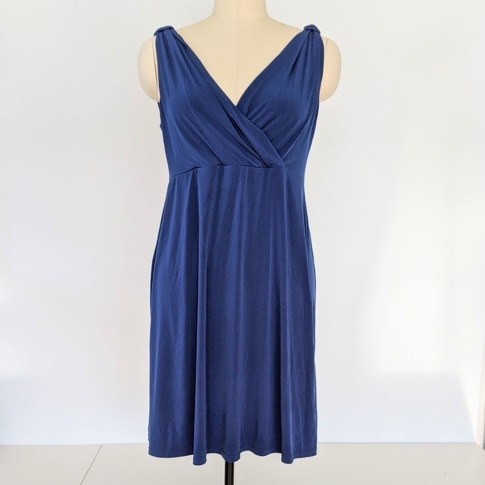 Empire line royal blue cross front dress  L